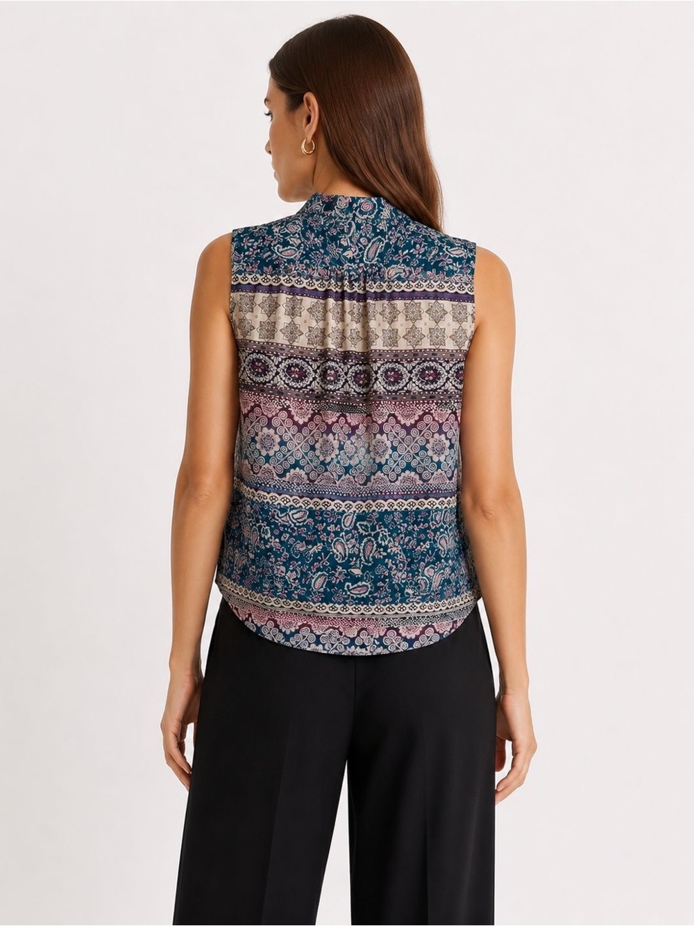 NWT | Reformation | Nicolette Sleeveless Neck-Tie Blouse | Pink/Blue | L - Picture 2 of 8